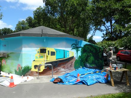 Mural at Victoria Esplanade Scenic Railway Toilets