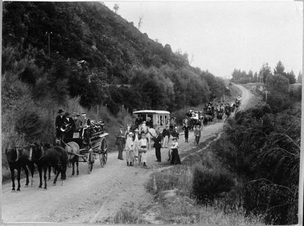 Group of people travelling on the Palmerston North - Ashhurst Road