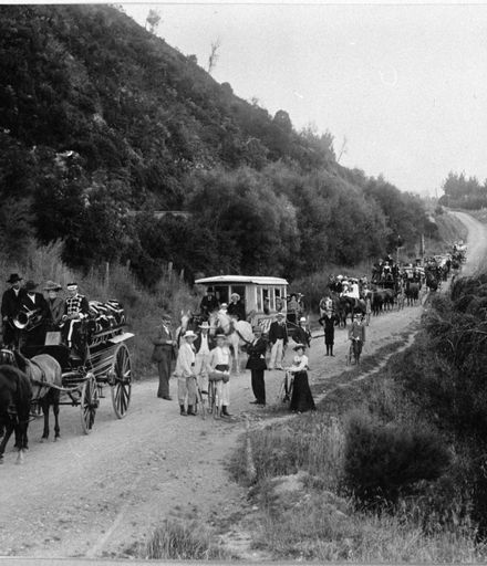 Group of people travelling on the Palmerston North - Ashhurst Road