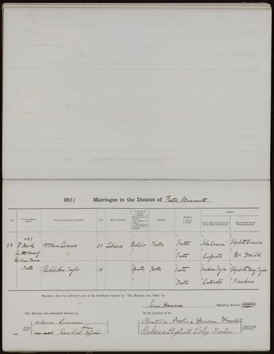 Marriage register 1880 - 1894