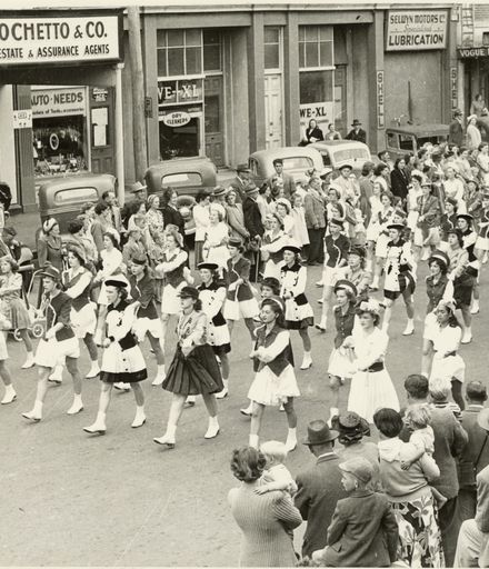 Marching Girls, as part of Palmerston North 75th Jubilee Celebrations