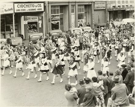 Marching Girls, as part of Palmerston North 75th Jubilee Celebrations