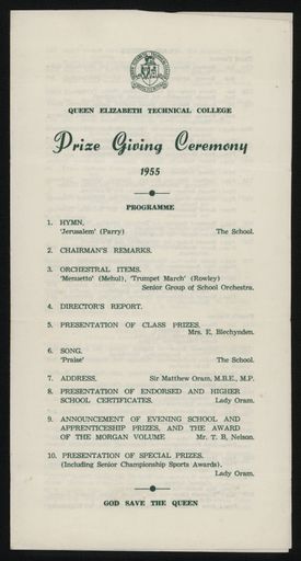 Queen Elizabeth College Prize Giving Ceremony Booklet 1