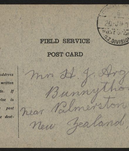 WWI Field Service postcard