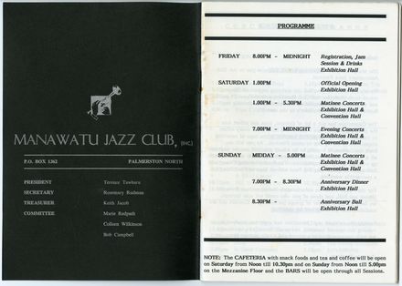 Manawatū Jazz Festival Program, 1992