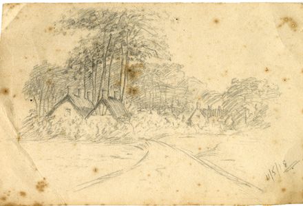 Pencil Sketch of a Village in France