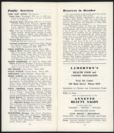 Visitors Guide Palmerston North and Feilding: October 1960 - 4