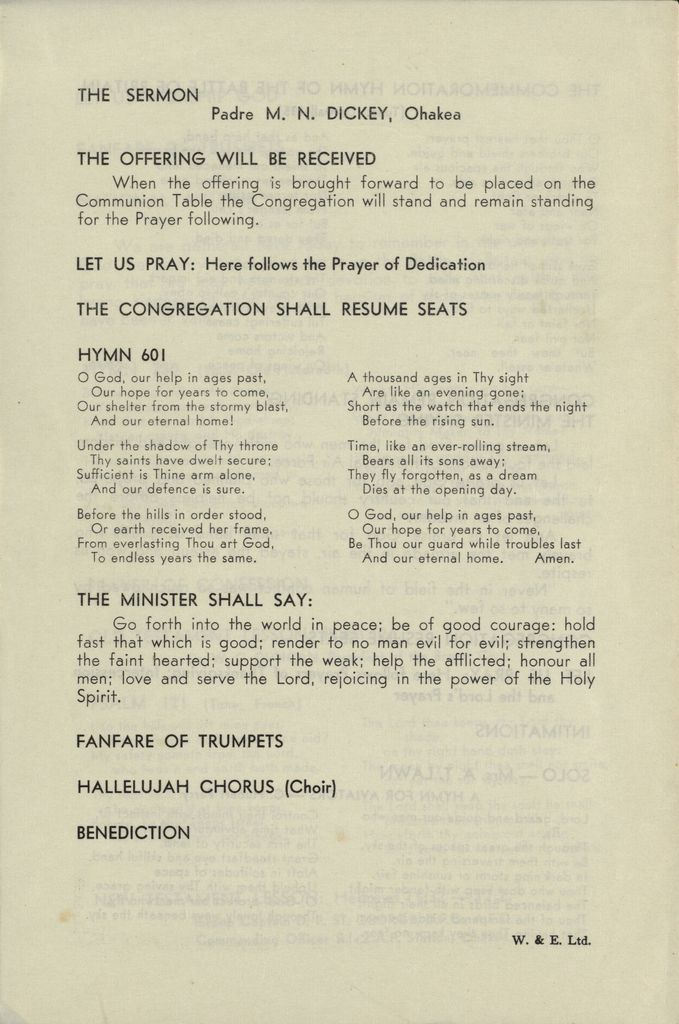 Order of Service for the Battle of Britain Commemoration Service 1958 - 4