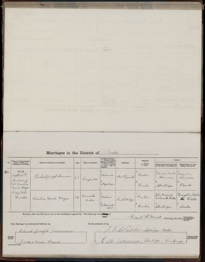 Marriage register 1909- 1927