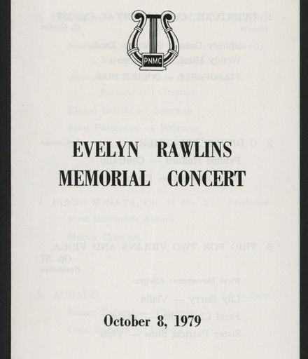 Evelyn Rawlins Memorial Concert programme