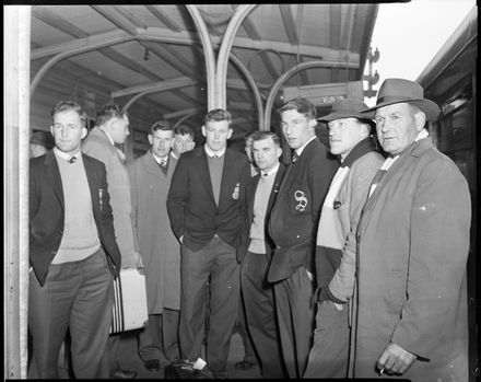 "Home from Hard Fought Match" - Manawatu Rugby Team