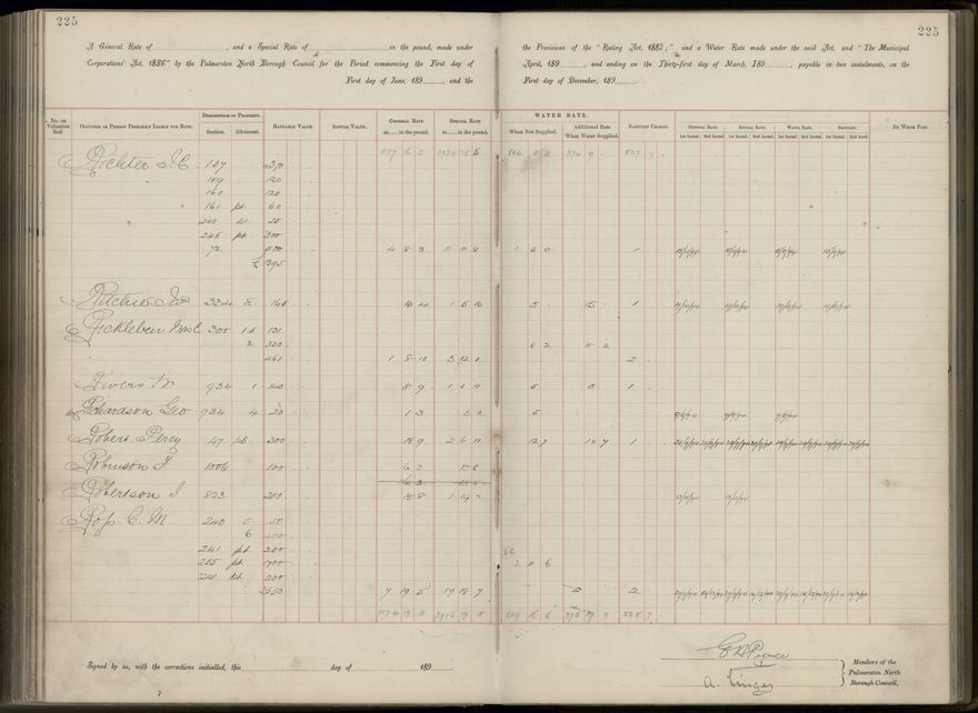 Palmerston North Rate Book, 1893 - 1896, 230