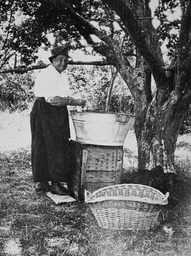 Mrs Clevely doing the washing