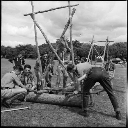 "Pioneering Display" Boy scouts building a bridge
