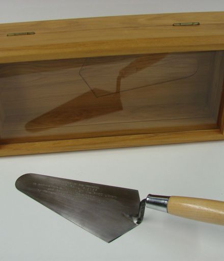 Image 2: Souvenir trowel from 'topping off ceremony' at the Palmerston North City Library Building