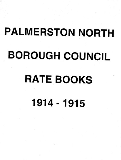 Palmerston North Borough Council Rate Book 1914-1915