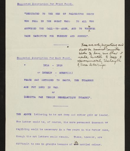 Envelope & Report regarding design of memorial, PN & Districts Soldiers' Memorial Fund, 30 June 1922 10