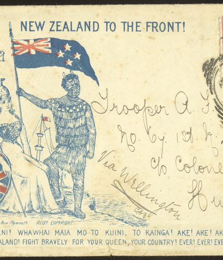 Decorative envelope, celebrating New Zealand Troops in South Africa