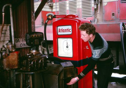 Roland Penhall fueling locomotive