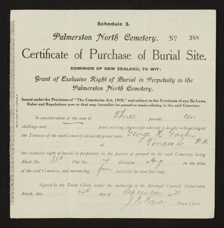Certificate of Purchase of Burial Site - Resource cover image