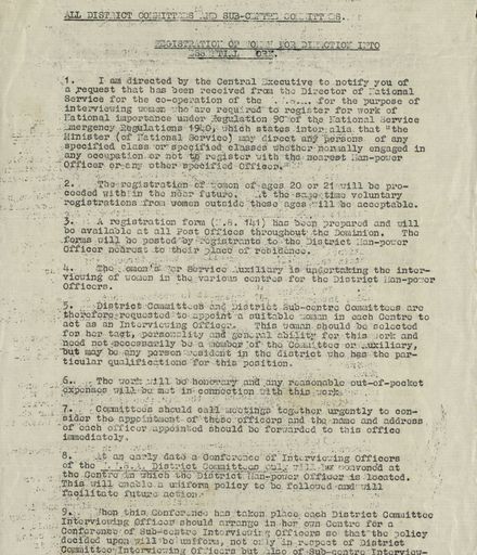 Women's War Service Auxiliary Memorandum No. 47