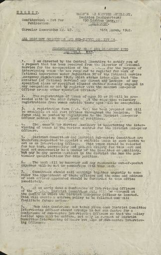 Women's War Service Auxiliary Memorandum No. 47