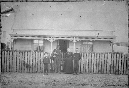 Brockley family outside residence, Lombard Street