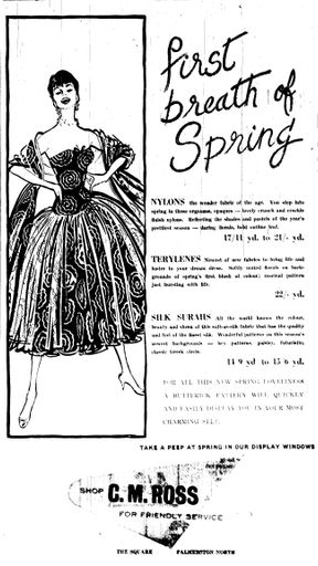 C M Ross Co. Ltd newspaper advertisment for Spring fabrics