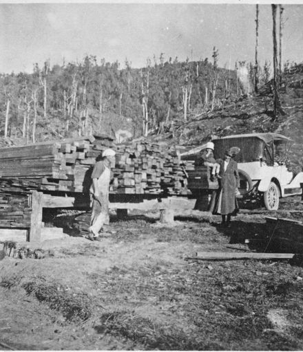 Stacked Timber at W H Foot's Sawmill, Fitzherbert East