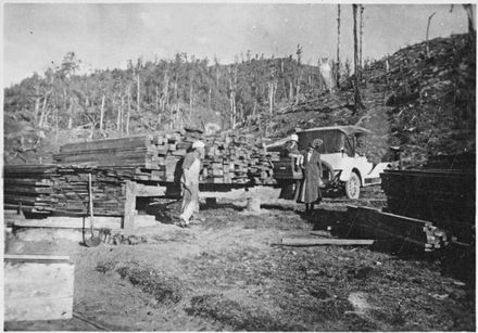 Stacked Timber at W H Foot's Sawmill, Fitzherbert East