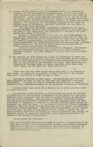 Women's Rehabilitation Advisory Committee meeting minutes 2