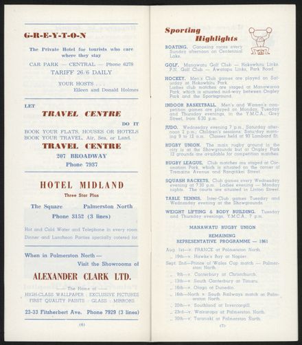 Visitors Guide Palmerston North and Feilding: August 1961 - 5
