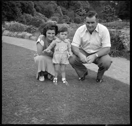 Family group in a park, thought to be the Victoria Esplanade - Resource cover image