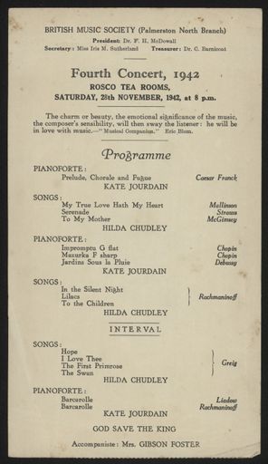 British Music Society concert programme