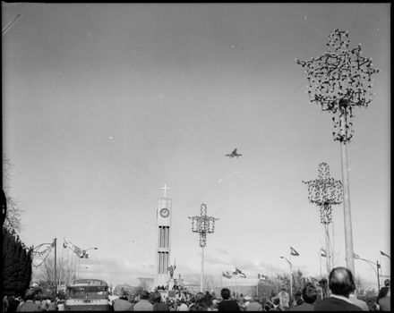 Skyhawks over the square during centennial celebrations