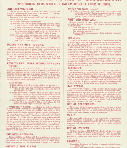 'What to do in an Air-Raid or Bombardment' leaflet