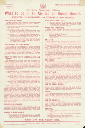 'What to do in an Air-Raid or Bombardment' leaflet