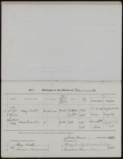 Marriage register 1880 - 1894