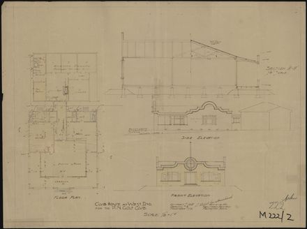 Plan for Club House for Palmerston North Golf Club