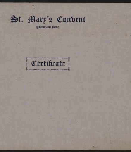 Certificate from St Mary's Convent School