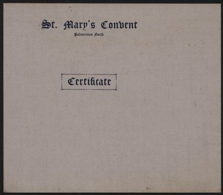 Certificate from St Mary's Convent School