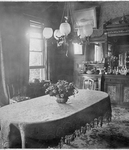 Dining room of the 'The Wattles', home of William Park, corner of Linton and College Streets