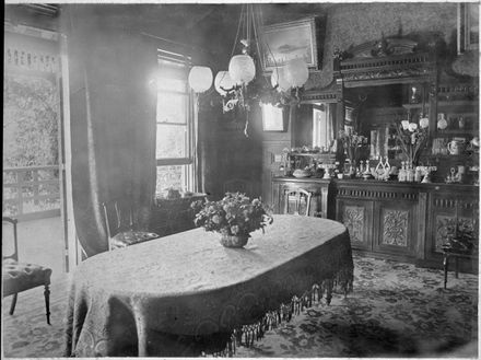 Dining room of the 'The Wattles', home of William Park, corner of Linton and College Streets