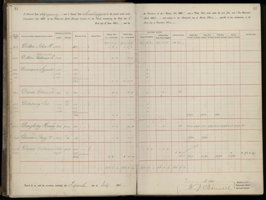 Palmerston North Rate Book, 1893 - 1896, 34