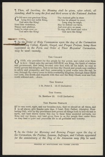 Coronation of King George VI and Queen Elizabeth - Order of Service - 5