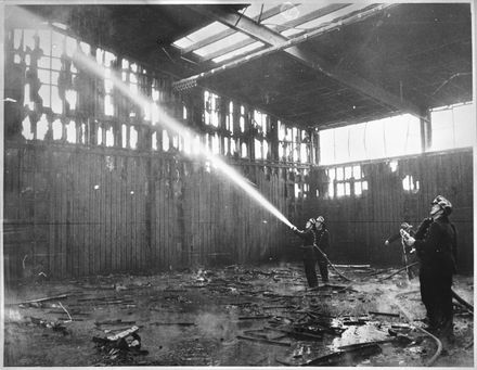 Fighting the fire at Queen Elizabeth College gymnasium