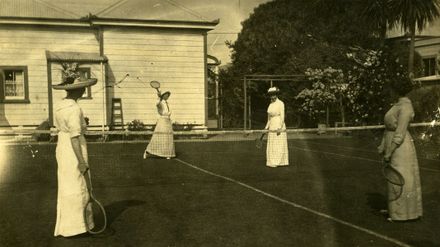 Women playing tennis