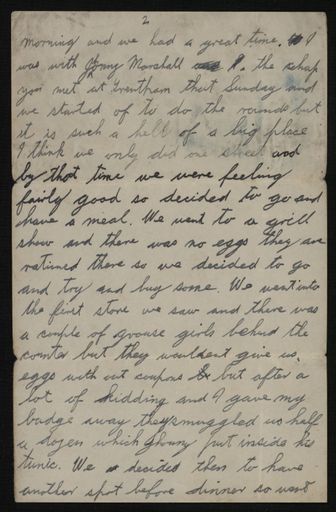 Letter from Stewart Grammer to his family in Bainesse 2