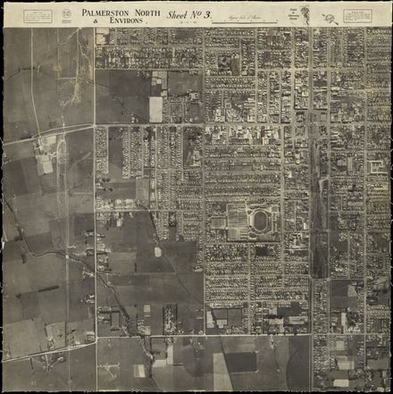Aerial photo of Palmerston North in 1945 – no. 3 North-West quarter of City