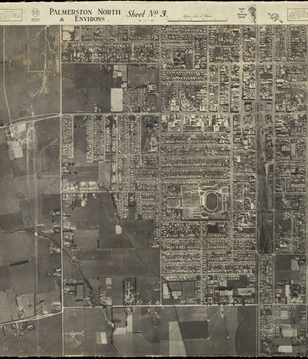 Aerial photo of Palmerston North in 1945 – no. 3 North-West quarter of City
